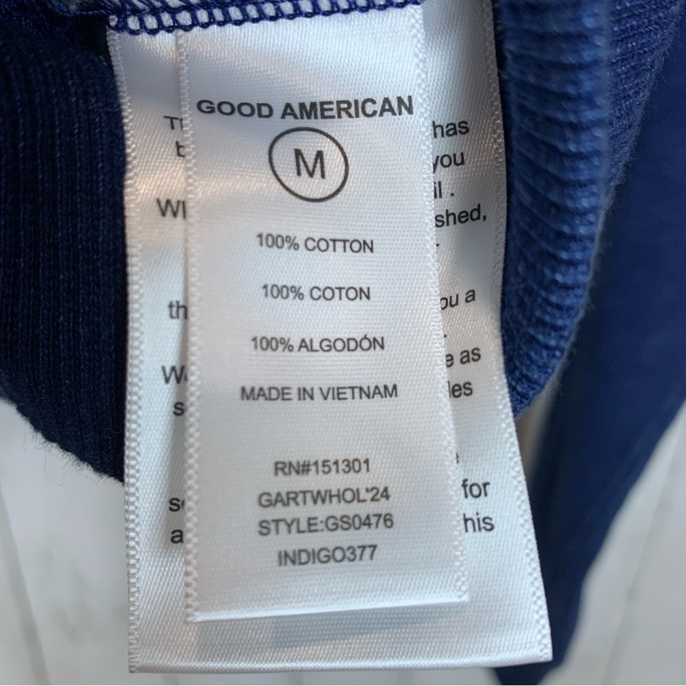 Good American Jeanius Mock Zip Pullover French Terry M Sweatshirt 100% Cotton - Picture 7 of 9
